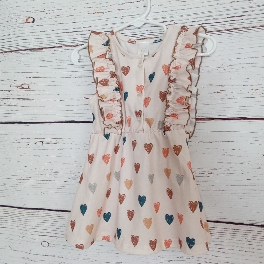 Little Sun Baby Girl Heart Print Ruffle Dress | 12M | NWOT